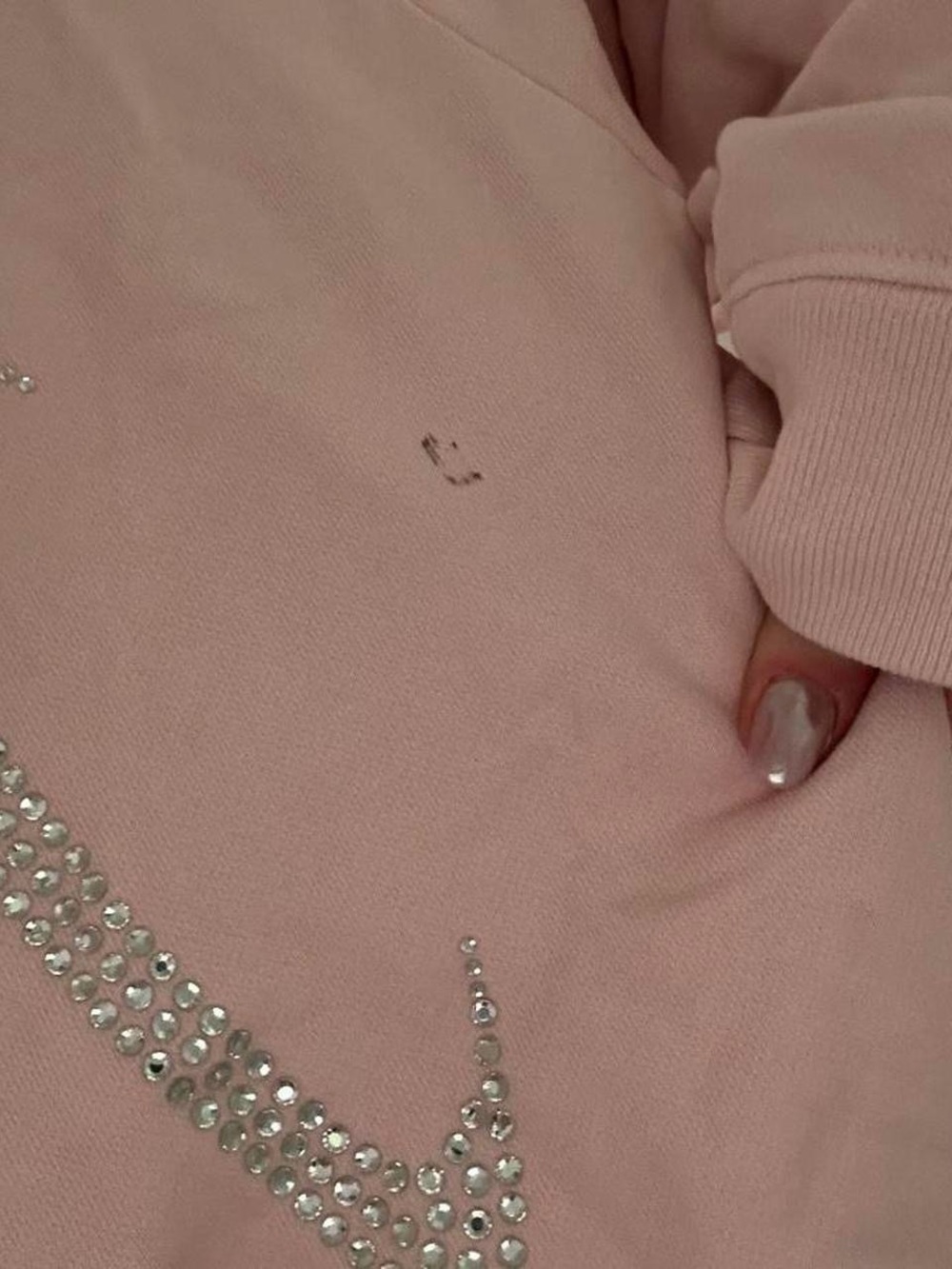 Pink Hoodie with Rhinestone Script - Picture 3 of 7